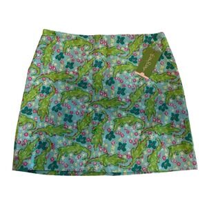 Lilly Pulitzer Simple Skirt Turquoise Alberta Gator Print Women's Size 2 NWT